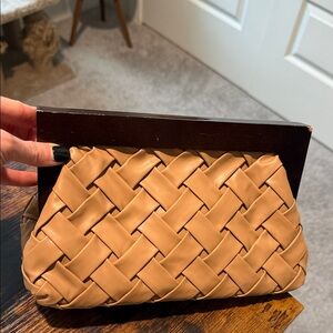 Tan Woven Clutch Bag